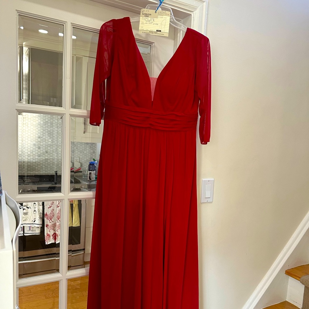 Burgundy A Line Long Sleeves Dress from Norma Reed Cindy Collection